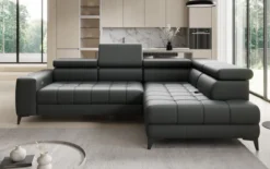 Designer Ecksofa Seluna mit elektrischer Schlaffunktion, Induktion und Stauraum in Echtleder