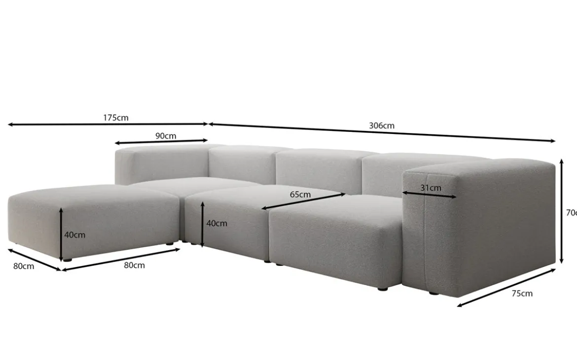Designer Ecksofa Snug in Bouclé