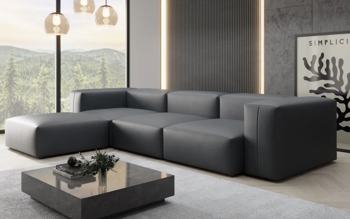 Designer Ecksofa Snug in Echtleder