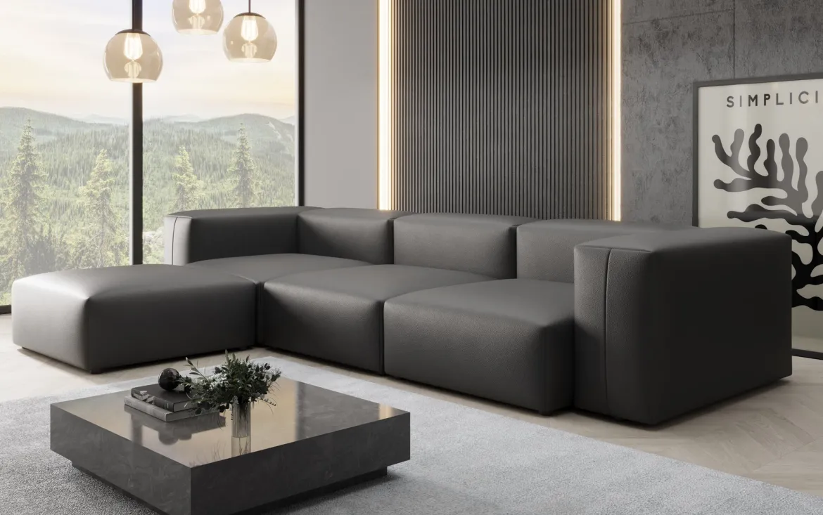 Designer Ecksofa Snug in Echtleder