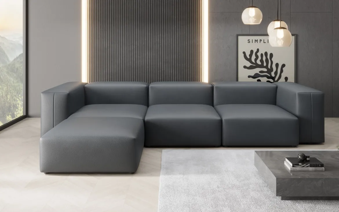 Designer Ecksofa Snug in Echtleder