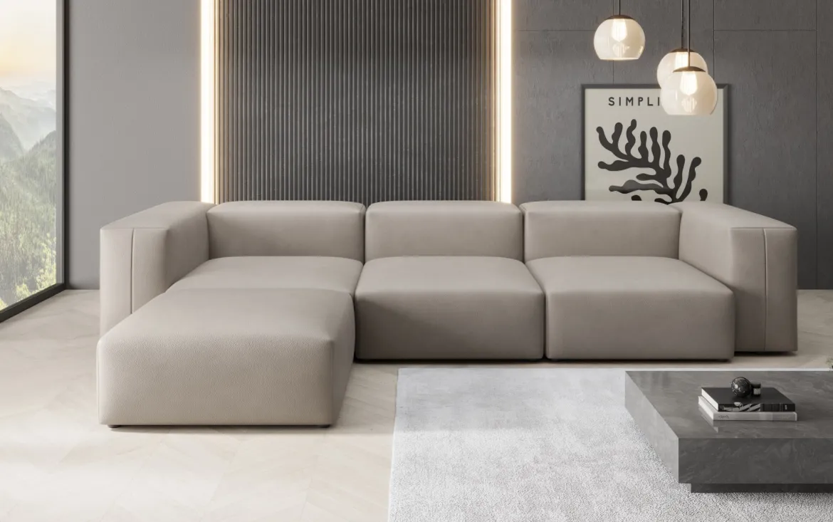 Designer Ecksofa Snug in Echtleder