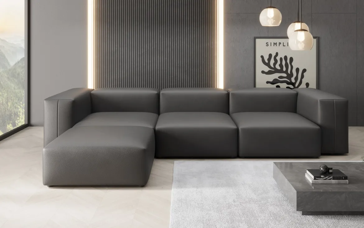 Designer Ecksofa Snug in Echtleder