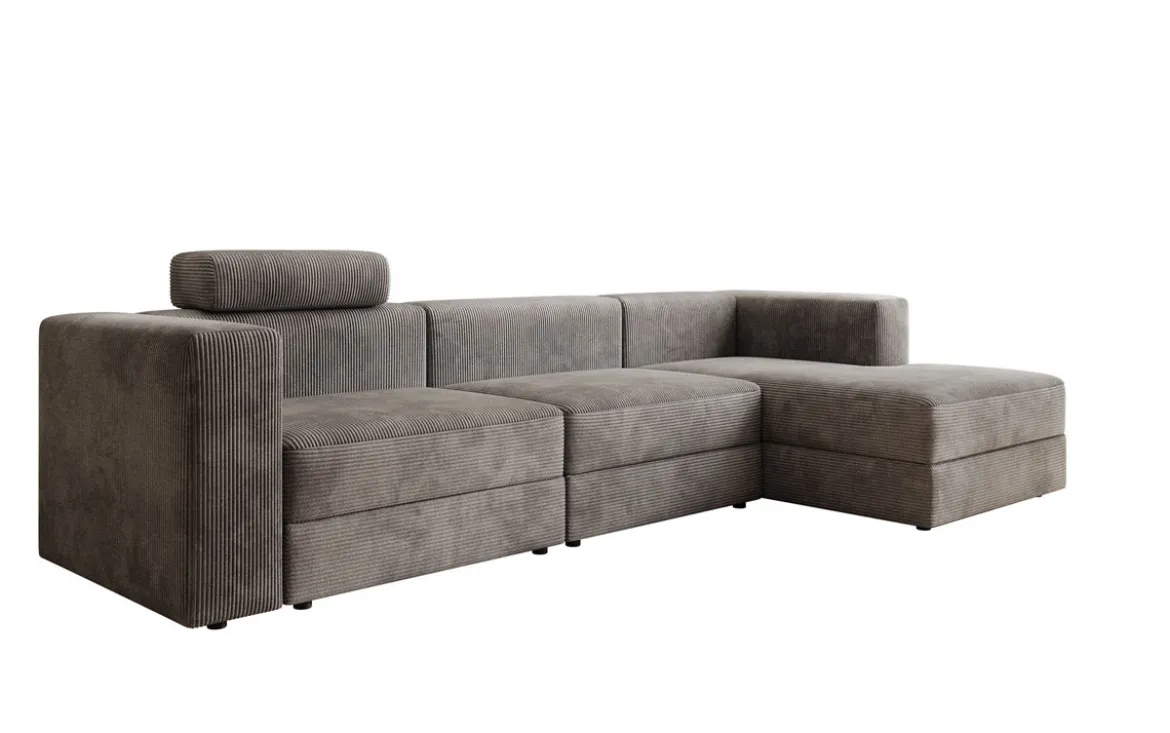 Designer Ecksofa Stockholm in Cord mit Stauraum