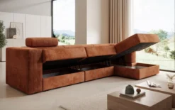 Designer Ecksofa Stockholm in Cord mit Stauraum