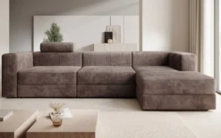 Designer Ecksofa Stockholm in Cord mit Stauraum