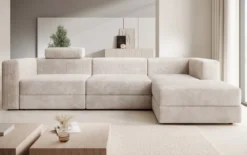 Designer Ecksofa Stockholm in Cord mit Stauraum