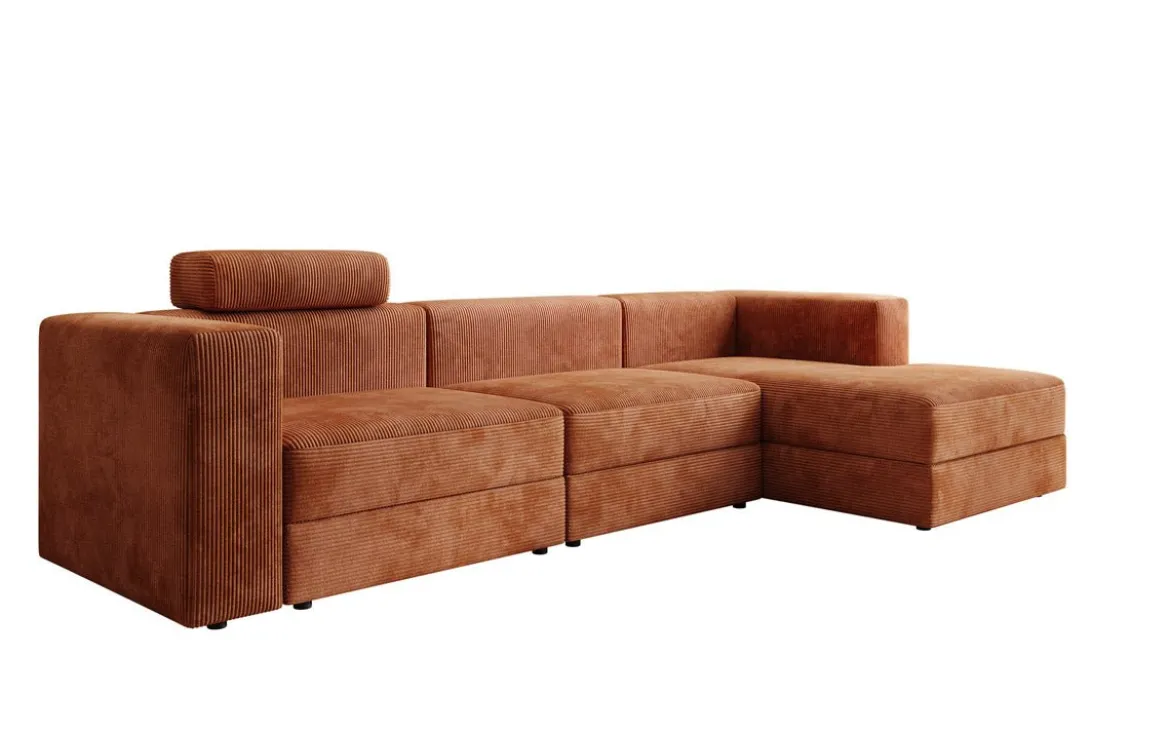 Designer Ecksofa Stockholm in Cord mit Stauraum