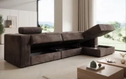 Designer Ecksofa Stockholm in Cord mit Stauraum