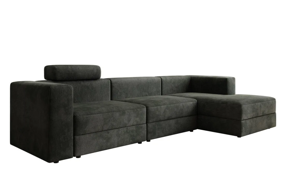 Designer Ecksofa Stockholm in Cord mit Stauraum