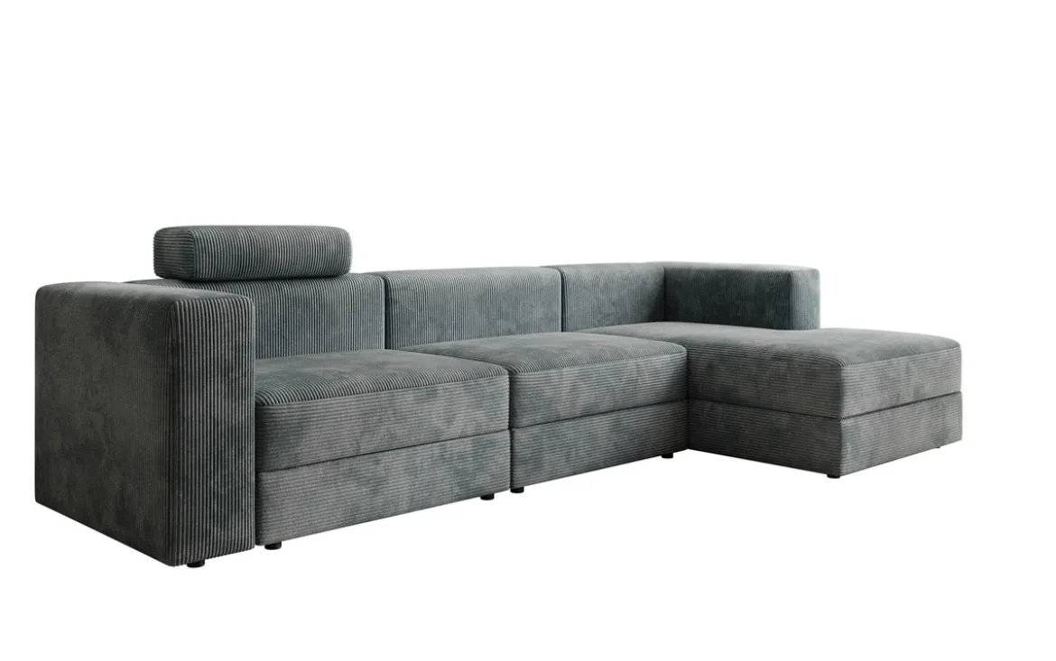 Designer Ecksofa Stockholm in Cord mit Stauraum