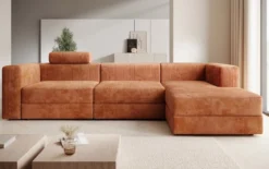 Designer Ecksofa Stockholm in Cord mit Stauraum