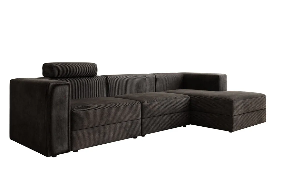 Designer Ecksofa Stockholm in Cord mit Stauraum