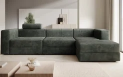 Designer Ecksofa Stockholm in Cord mit Stauraum