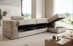 Designer Ecksofa Stockholm in Cord mit Stauraum