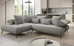 Designer Ecksofa Sydney Bouclé mit elektrischer Schlaffunktion