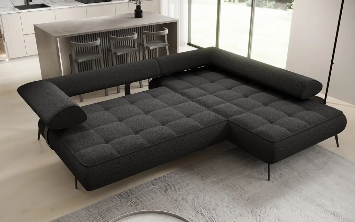 Designer Ecksofa Sydney Bouclé mit elektrischer Schlaffunktion