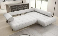 Designer Ecksofa Sydney Bouclé mit elektrischer Schlaffunktion
