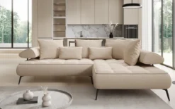 Designer Ecksofa Sydney Bouclé mit elektrischer Schlaffunktion