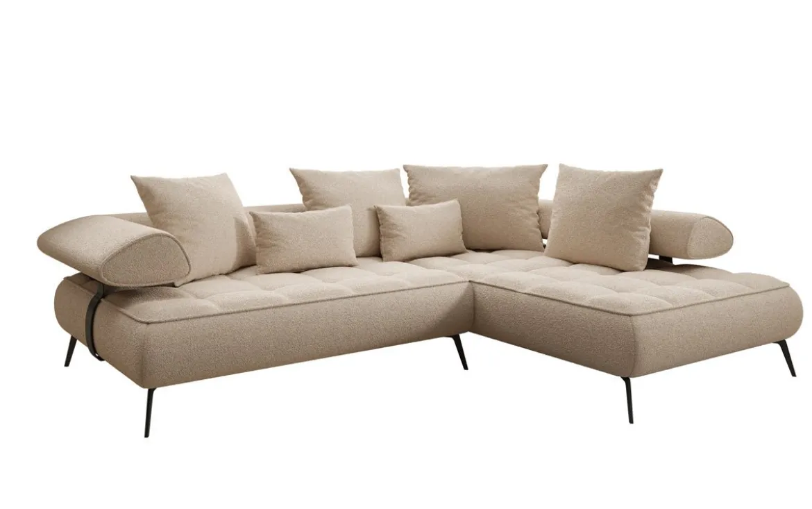Designer Ecksofa Sydney Bouclé mit elektrischer Schlaffunktion