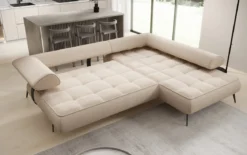 Designer Ecksofa Sydney Bouclé mit elektrischer Schlaffunktion