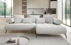 Designer Ecksofa Sydney II Bouclé mit elektrischer Schlaffunktion