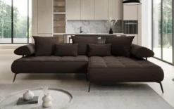 Designer Ecksofa Sydney II Bouclé mit elektrischer Schlaffunktion