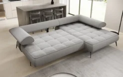 Designer Ecksofa Sydney II Bouclé mit elektrischer Schlaffunktion