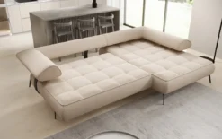 Designer Ecksofa Sydney II Bouclé mit elektrischer Schlaffunktion