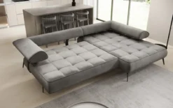 Designer Ecksofa Sydney II Samt mit elektrischer Schlaffunktion