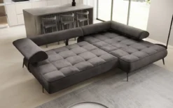 Designer Ecksofa Sydney II Samt mit elektrischer Schlaffunktion