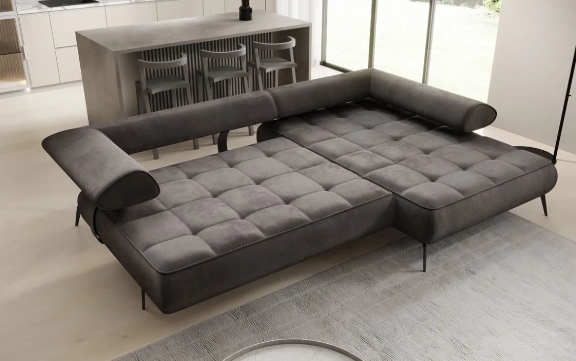 Designer Ecksofa Sydney II Samt mit elektrischer Schlaffunktion