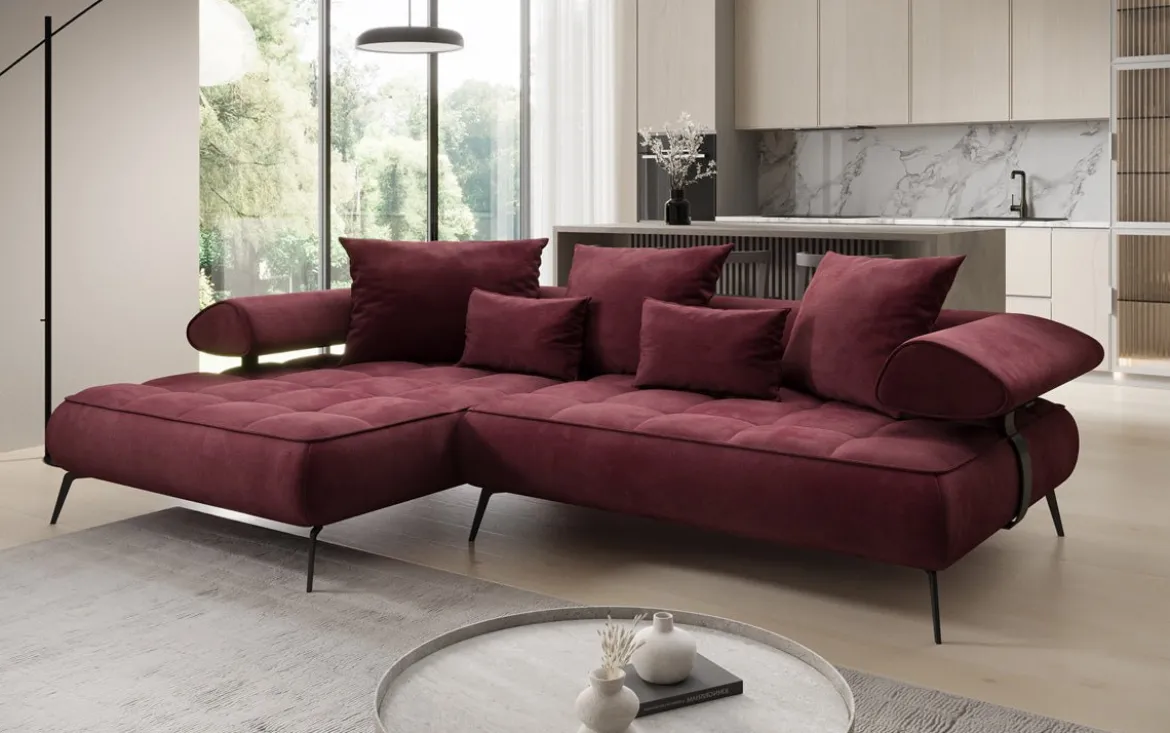 Designer Ecksofa Sydney II Samt mit elektrischer Schlaffunktion