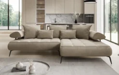Designer Ecksofa Sydney II Samt mit elektrischer Schlaffunktion