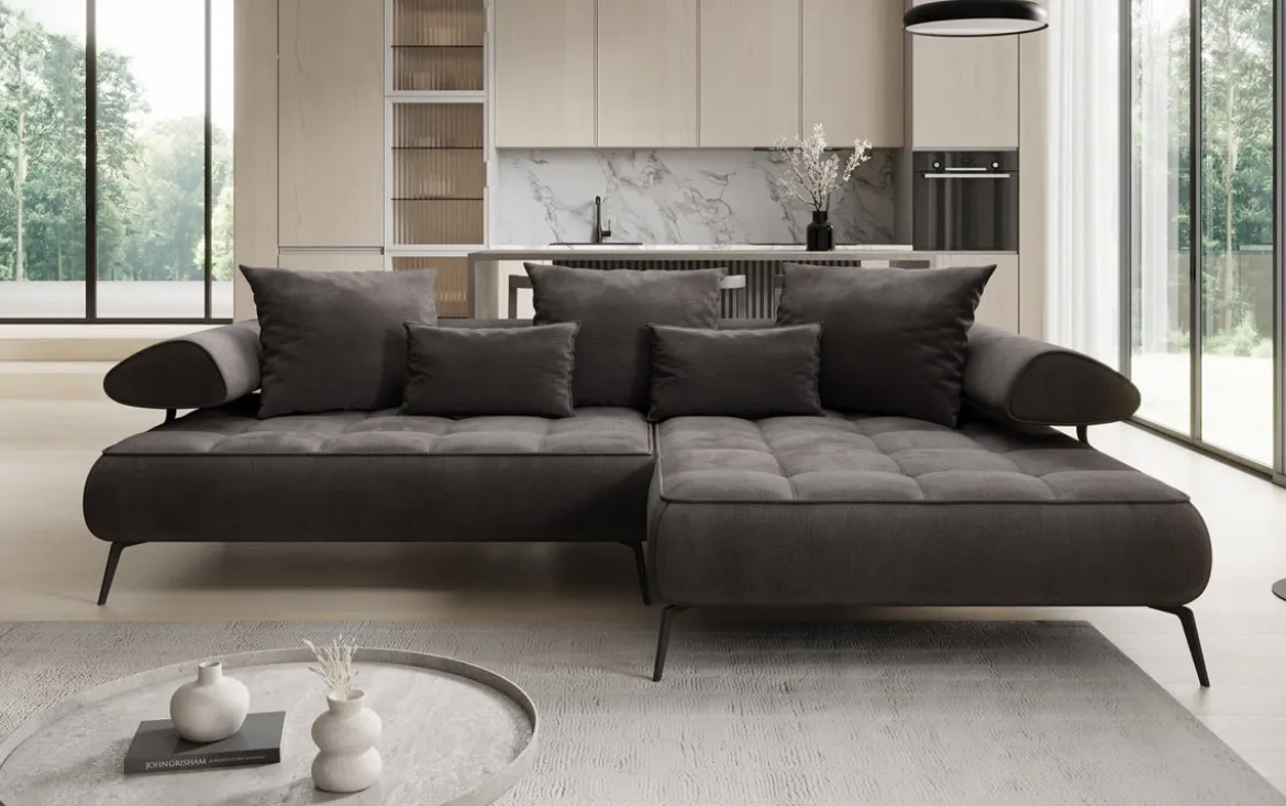 Designer Ecksofa Sydney II Samt mit elektrischer Schlaffunktion