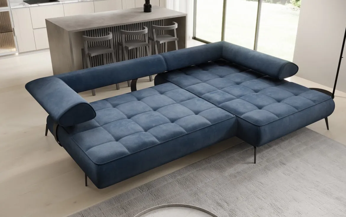 Designer Ecksofa Sydney II Samt mit elektrischer Schlaffunktion