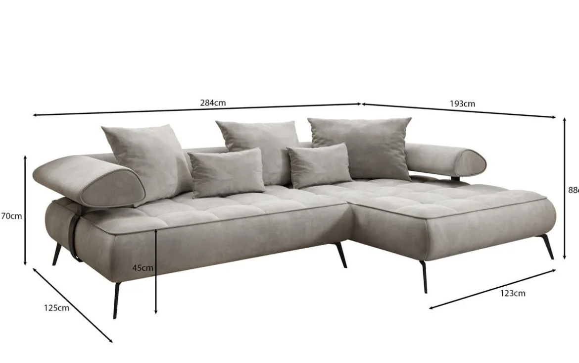 Designer Ecksofa Sydney II Samt mit elektrischer Schlaffunktion