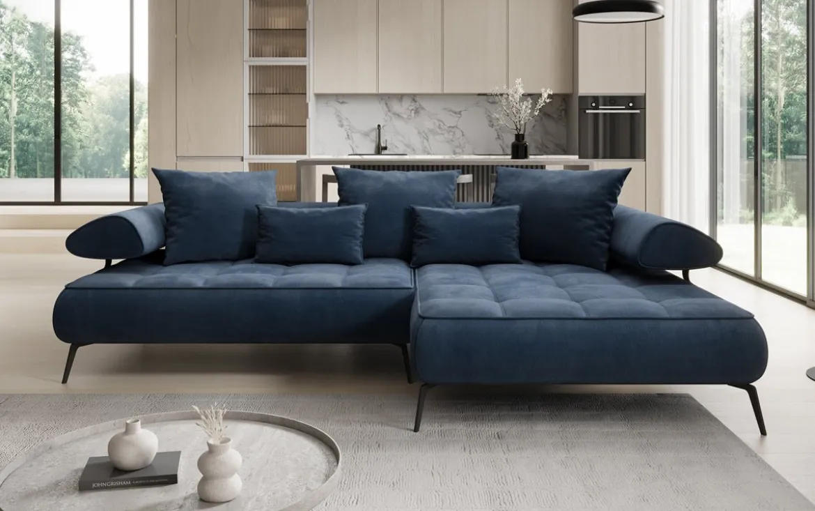 Designer Ecksofa Sydney II Samt mit elektrischer Schlaffunktion