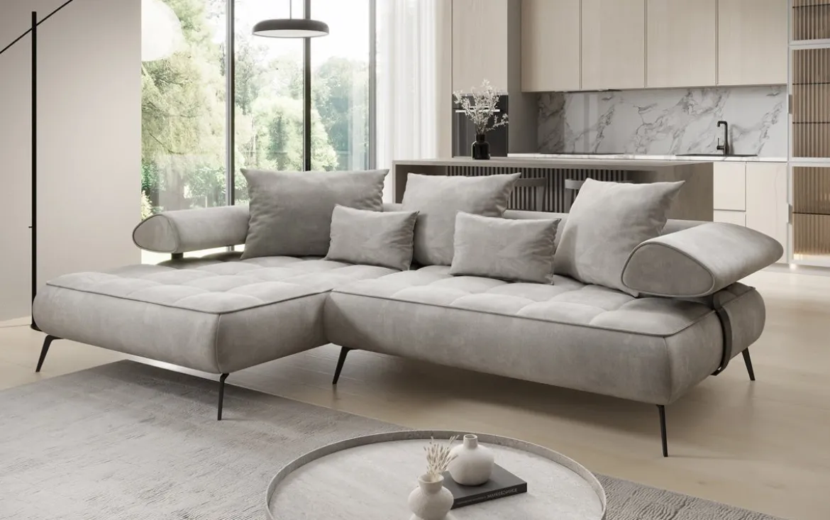 Designer Ecksofa Sydney II Samt mit elektrischer Schlaffunktion