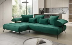 Designer Ecksofa Sydney II Samt mit elektrischer Schlaffunktion