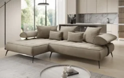 Designer Ecksofa Sydney II Samt mit elektrischer Schlaffunktion