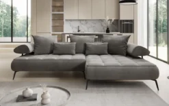 Designer Ecksofa Sydney II Samt mit elektrischer Schlaffunktion