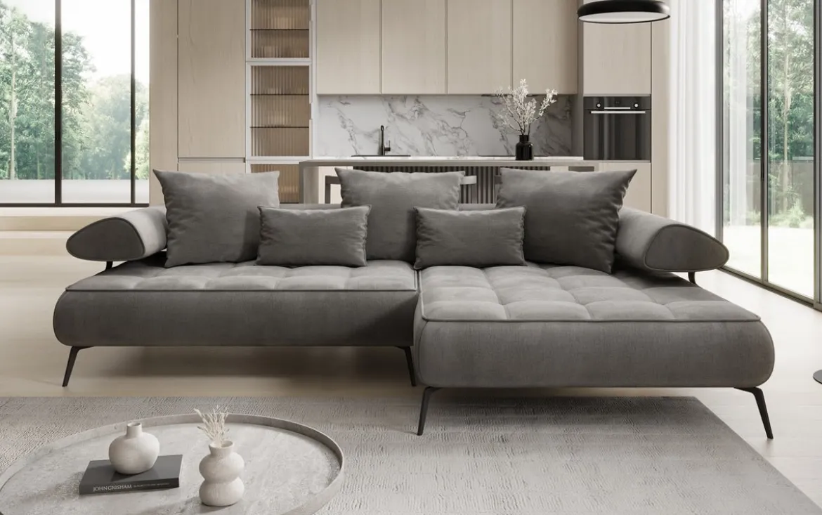 Designer Ecksofa Sydney II Samt mit elektrischer Schlaffunktion