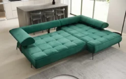 Designer Ecksofa Sydney II Samt mit elektrischer Schlaffunktion
