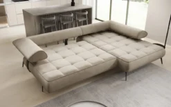 Designer Ecksofa Sydney II Samt mit elektrischer Schlaffunktion