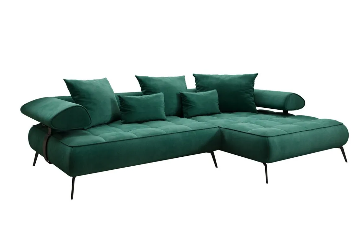 Designer Ecksofa Sydney II Samt mit elektrischer Schlaffunktion