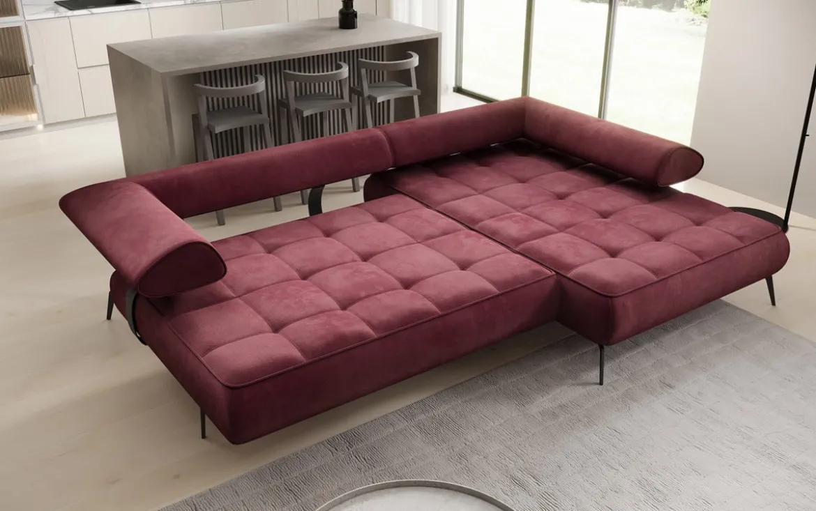 Designer Ecksofa Sydney II Samt mit elektrischer Schlaffunktion