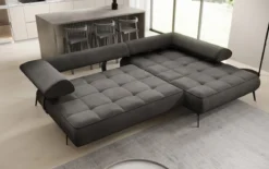 Designer Ecksofa Sydney II Samt mit elektrischer Schlaffunktion