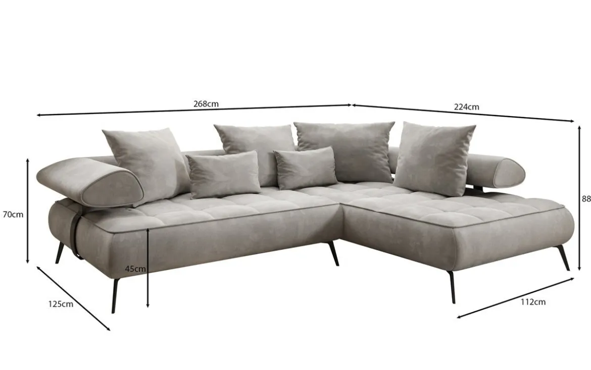 Designer Ecksofa Sydney Samt mit elektrischer Schlaffunktion