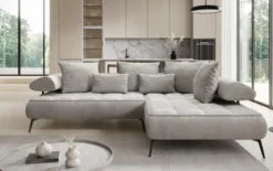 Designer Ecksofa Sydney Samt mit elektrischer Schlaffunktion